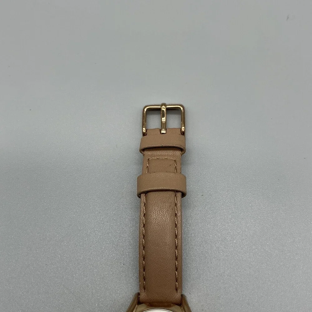 Fossil BQ1536IE Womens Watch 31mm Gold Tone Beige Leather Crystals New Battery